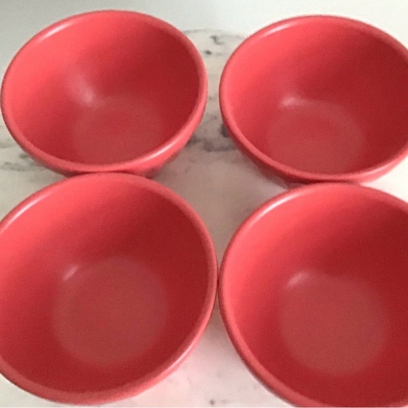 HOLD 2 megclev530 Anthropologie Matte red latte bowls, set of 4 NEW NIB - Picture 4 of 4